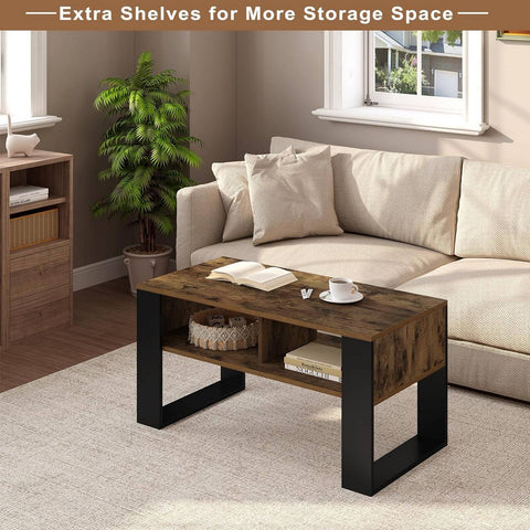 Rootz Modern Coffee Table - Contemporary Center Table - Stylish Living Room Furniture - Durable, Waterproof, Scratch-Resistant - Ample Storage - Easy Assembly - 90cm x 45cm x 45cm