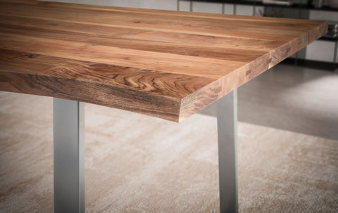 Rootz Solid Acacia Wood Dining Table - Kitchen Table - Rectangular Table - Handcrafted - Unique Natural Edge - Adjustable Height - 180cm x 90cm x 76cm