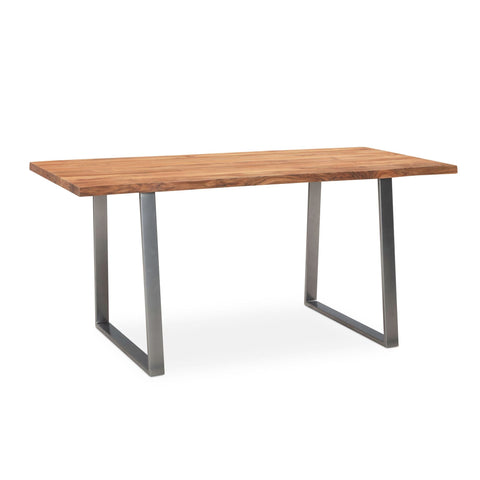 Rootz Solid Office Table - Natural Wood Desk - Modern Design - Trapezoidal Metal Legs - Handmade - Acacia Wood - 140cm x 80cm x 76cm