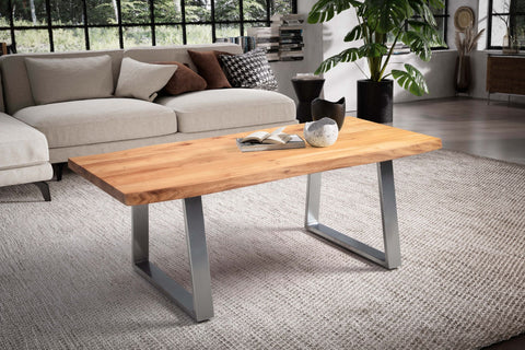 Rootz Salontafel - Woonkamertafel - Banktafel - Massief Acaciahout - Handgemaakt - Uniek ontwerp - Verstelbare hoogte - 120 cm x 60 cm x 46 cm