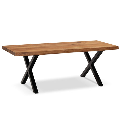 Rootz Modern Design Coffee Table - Handcrafted Table - Expressive Tree Edges - Large Table Top - Metal Legs - 120cm x 60cm x 46cm