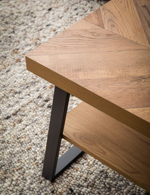 Rootz Rectangular Coffee Table - Modern Softs - Brown, Black Look - Ample Storage - 100cm x 40cm x 41cm