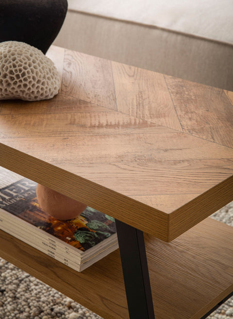 Rootz Rectangular Coffee Table - Modern Softs - Brown, Black Look - Ample Storage - 100cm x 40cm x 41cm