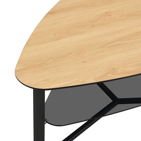 Rootz Modern Coffee Table - Retro Renal Shape - Stylish Large Coffee Tables - Brown Look - Ample Storage - 110cm x 65cm x 45cm