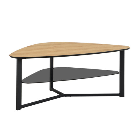 Rootz Modern Coffee Table - Retro Renal Shape - Stylish Large Coffee Tables - Brown Look - Ample Storage - 110cm x 65cm x 45cm