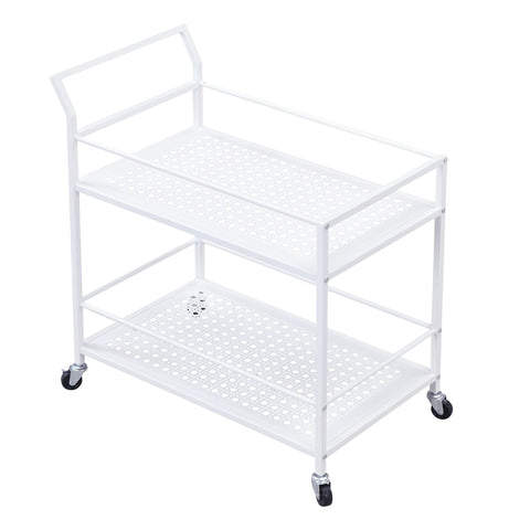 Rootz Modern Serving Cart - Bar Wagon - Tea Trolley - Elegant Grid Structure - 79cm x 83cm x 45cm - White