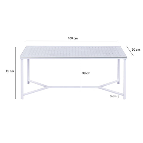 Rootz Modern Rectangular Coffee Table - Glass Table - Contemporary Furniture - Elegant Optics - 100cm x 50cm x 42cm
