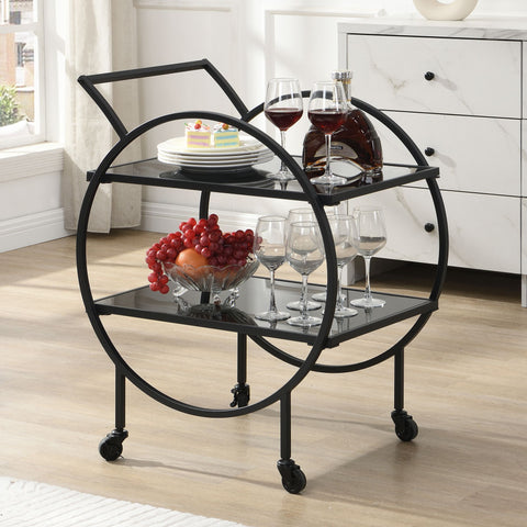 Rootz Modern Serving Cart - Black Bar Trolley - Tea Trolley - Elegant Design - 45cm x 83cm x 46cm