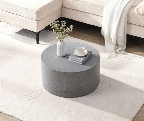 Rootz Minimalist Round Coffee Table - Circular Table - Grey Concrete Look - Space-Saving Design - 60cm x 60cm x 30cm