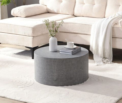 Rootz Minimalist Round Coffee Table - Circular Table - Grey Concrete Look - Space-Saving Design - 60cm x 60cm x 30cm