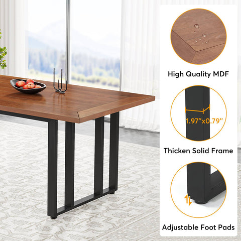 Rootz Kitchen Dining Room Table - Dining Table - Workspace Table - Rustic Finish - Easy Assembly - 69.85 cm D x 139.70 cm W x 74.93 cm H