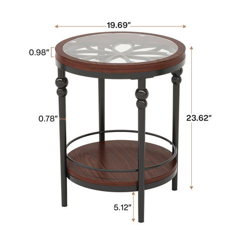 Rootz 2-Tier End Table - Side Table - Accent Table - Durable Design - 50cm x 50cm x 60cm