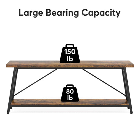 Rootz Industrial Sofa Table - Rustic Console Table - Entryway Table - Ample Storage Space - 180.00 cm L x 29.50 cm W x 80.00 cm H