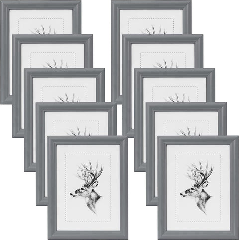 Rootz 10 Set Wooden Frame - Artos Style - Picture Frames - Grey - Durable & Stylish - 15x20 cm - Perfect for Photos & Certificates