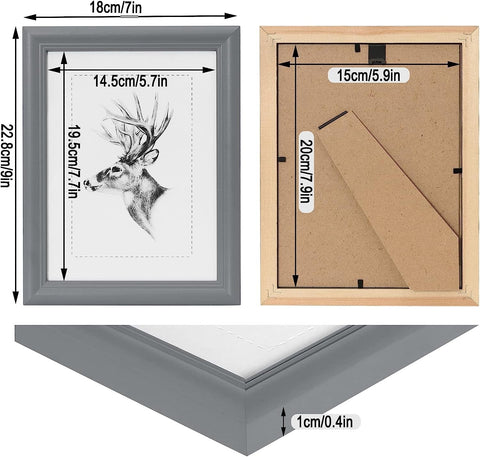 Rootz 10 Set Wooden Frame - Artos Style - Picture Frames - Grey - Durable & Stylish - 15x20 cm - Perfect for Photos & Certificates