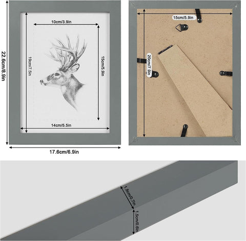 Rootz 10 Set Picture Frame - Photo Gallery - MDF Frames - Moisture & Dust Resistant - Grey 15x20 cm - Enhances Home Décor
