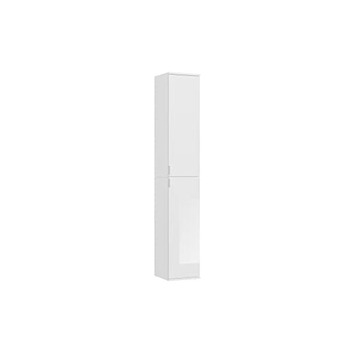 ROOTZ Tall Cabinet White Glossy - Wood Storage Unit - High-shine White - Sustainable - 30cm x 193cm x 34cm