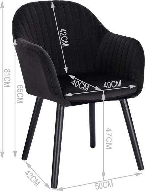Rootz Set of 6 Dining Chairs - Velvet Upholstered - Comfortable Seating - Durable & Sturdy - Versatile Style - Easy Assembly - 81cm x 40cm x 42cm