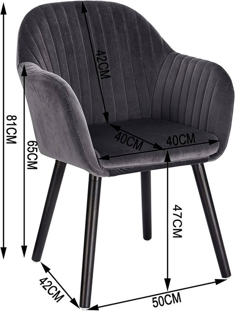 Rootz Set of 6 Dining Chairs - Velvet Chairs - Comfortable Seating - Ergonomic Design - Durable Build - Non-Slip Pads - 81cm x 40cm x 40cm