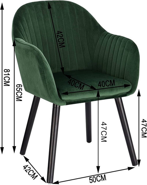 Rootz Set of 6 Dining Chairs - Velvet Dining Room Chairs - Comfortable Seating - Easy Assembly - Durable Construction - 81cm x 40cm x 44cm