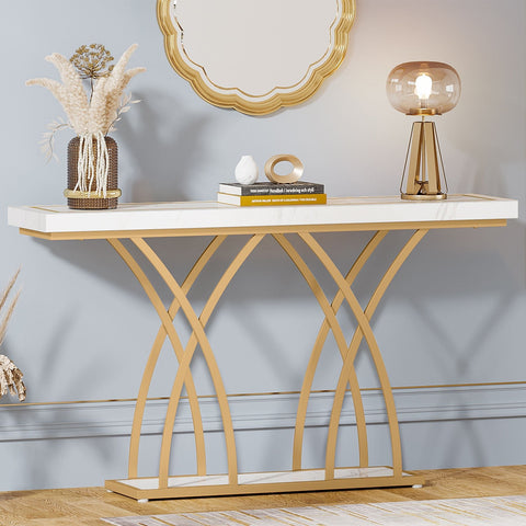 Rootz Chic Gold Console Table - Hallway Table - Sofa Table - Luxurious Design -140cm L x 30cm W x 80cm H