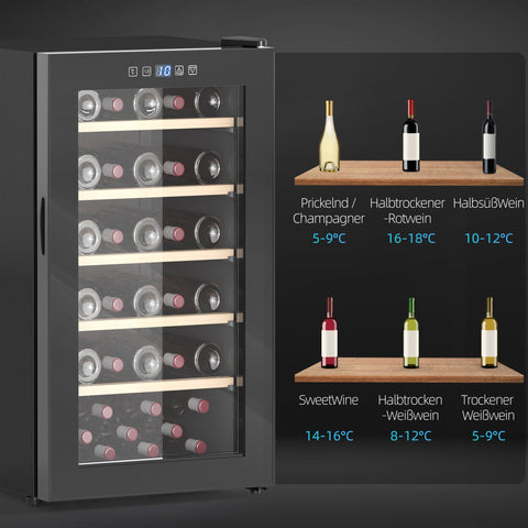 Rootz Wine Refrigerator - Beverage Fridge - Wine Cooler - LED Display - 45.1x53.8x79.8cm - 41 Bottle Capacity