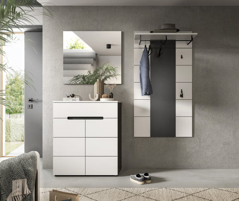 Rootz Wardrobe Combination - Hallway Storage - Entryway Organizer - Easy Installation - White Imitation - 175x190x37cm