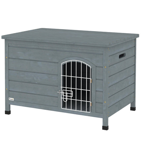 Rootz Dog House – Pet Hut – Dog Box – Fir Wood, Easy Cleaning – 80cm x 55cm x 53.5cm