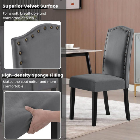 Rootz Velvet Dining Chair - Elegant Chair - Comfortable Seating - High-Quality Velvet - Solid Wood Frame - Floor Protection - 47cm x 103cm x 63cm