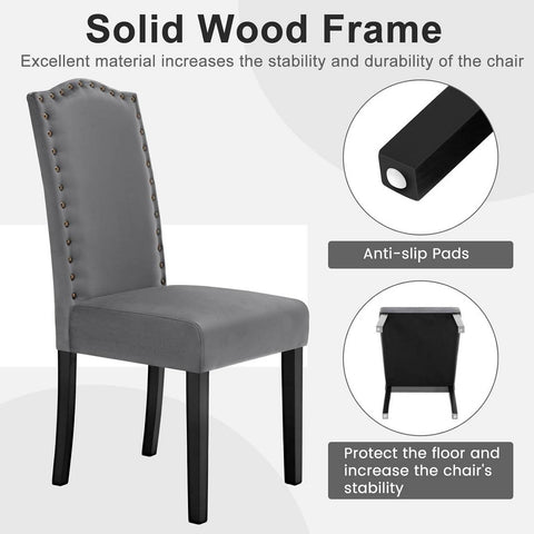Rootz Velvet Dining Chair - Elegant Chair - Comfortable Seating - High-Quality Velvet - Solid Wood Frame - Floor Protection - 47cm x 103cm x 63cm