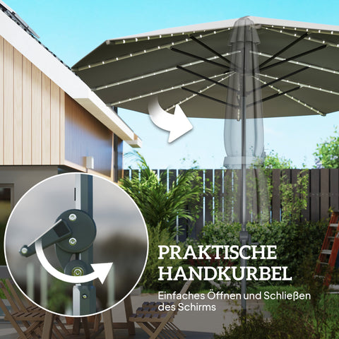 Rootz Double Terrace Umbrella - Sunshade Parasol - UV Protection Canopy - UPF50+ Coverage - 451cm x 267cm x 249cm - Grey