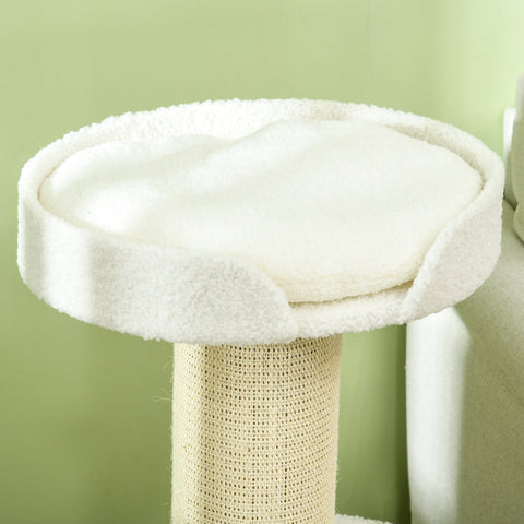 Rootz Cat Tree 91cm - Climbing Tree - Activity Tower - Promotes Play - 45cm x 45cm x 91cm - White Lamb Wool