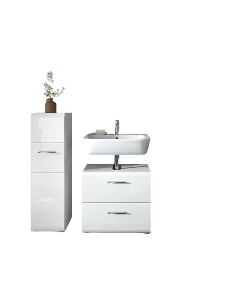 Rootz Bathroom Combo Set - Vanity Unit - Storage Unit - MDF Front - Space-Saver Design - 105cm x 185cm x 30cm
