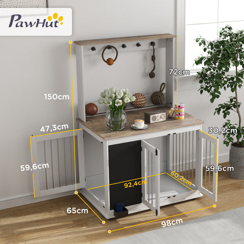 Rootz Dog Crate with Toy Storage – Pet Cage – Dog Kennel – Includes Leash Hooks & Writing Board – 98cm x 65cm x 150cm for Large Dogs