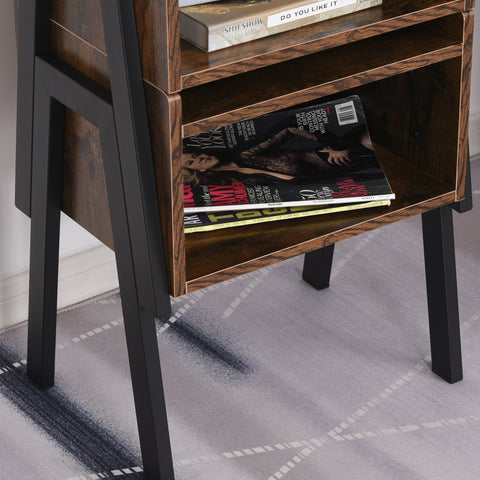 Rootz 2 Stackable Bedside Tables Set - Night Consoles - Wooden Side Tables - Industrial Style - 46 x 35 x 52.5 cm - Space-Saving Design