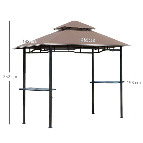 Rootz Barbecue Pavilion - BBQ Shelter - Grill Gazebo - Weather-Resistant - Ample Storage - Easy Assembly - 245cm x 148cm x 252cm - Powder-Coated Steel