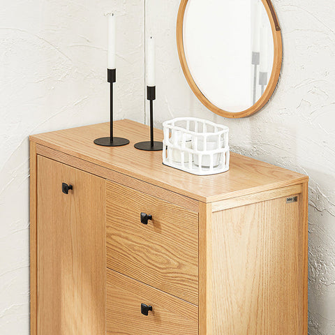 Rootz Laundry Cupboard with Fold-Out Laundry Bag - Bathroom Cabinet - Laundry Basket - Moisture-Resistant Foot Pads - Three Storage Drawers - Flexible Sorting - 80cm x 90cm x 35cm