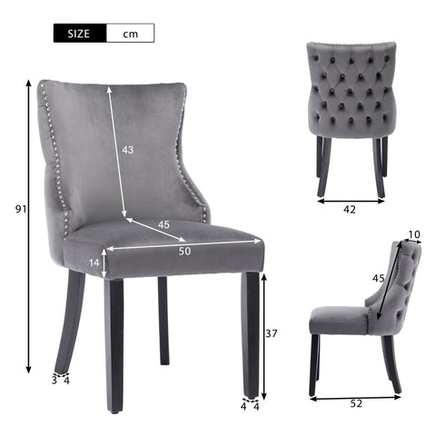 Rootz Elegant Dining Chair - Velvet Look Seat - Retro Dining Seat - Classic Comfort - 50L x 52W x 91H cm