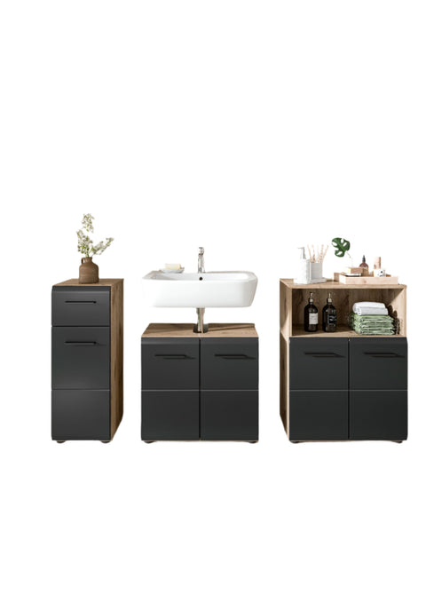 Rootz 4 Piece Bathroom Set - Vanity Unit - Mirror Cabinet - Ample Storage - 180cm x 185cm x 30cm