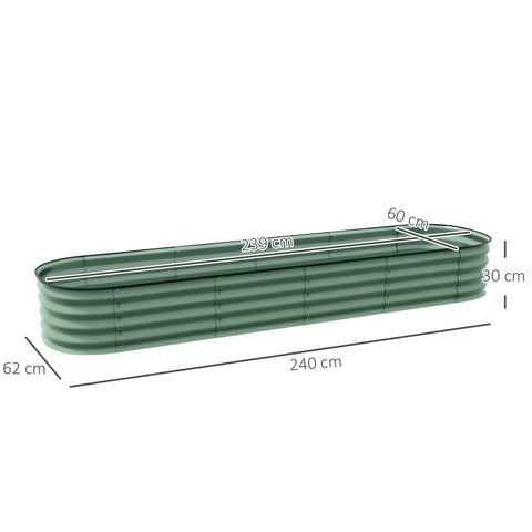 Rootz Upleded Garden Bed - Modular Steel Planter - Vegetable Box - Promotes Root Growth - 240 x 62 x 30cm