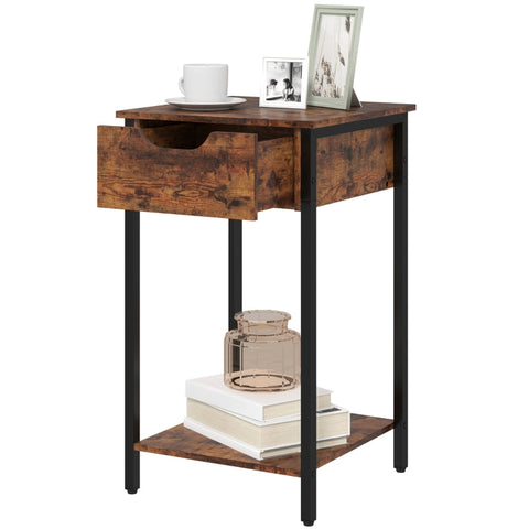 Rootz Side Table - Bedside Table - Plant Stand - Industrial Charm - 40L x 40W x 68H cm