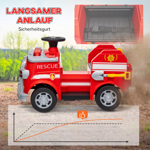 Rootz Electric Children's Fire Engine Car - Kids' Emergency Vehicle - Rescue Tools - Safe Driving - 86cm x 49cm x 52cm
