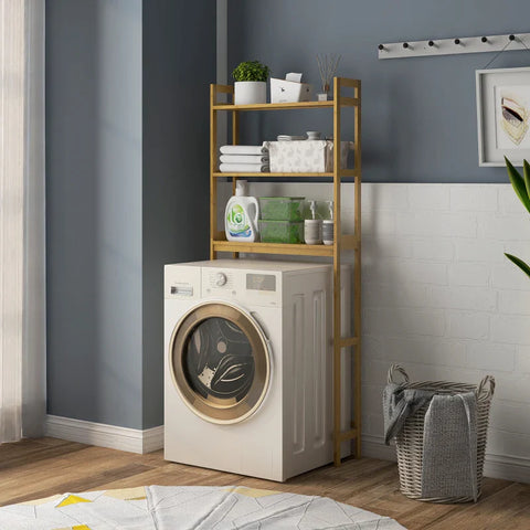 Rootz Bathroom Shelf - Toilet Shelf - 3 Shelves - Water Resistant - Bamboo - Natural - 68cm x 20cm x 165cm