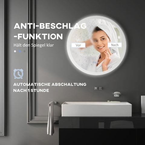 Rootz LED Bathroom Mirror - Wall Mounted Vanity Mirror - Adjustable Brightness - Memory Function - Defogging - IP44 - 60cm x 3cm