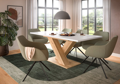 Rootz Extendable Dining Table - White and Brown- Artisan Imitation - Space Saving - 150-190cm x 76cm x 80cm