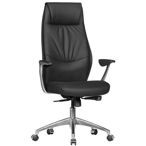 Rootz XXL Directiestoel - Bureaustoel - Echt lederen stoel - Comfortabele brede rugleuning - Verstelbaar 3-traps synchroonmechanisme - Hoogwaardige aluminium armleuningen - 58 cm x 67 cm x 117-125 cm