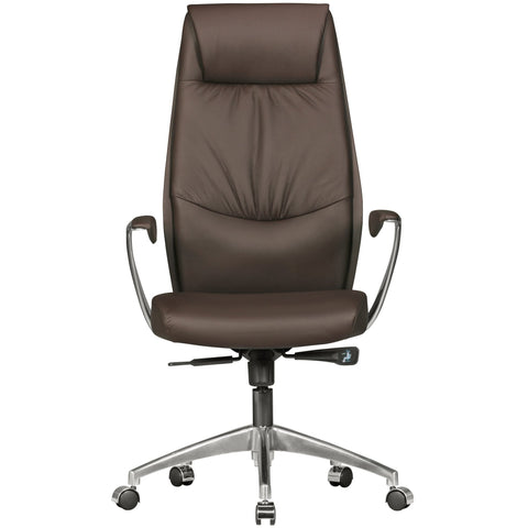 Rootz XXL directiestoel - bureaustoel - stoel van echt leer - comfortabele brede rugleuning - verstelbaar 3-traps synchroonmechanisme - anti-schokfunctie - 58 cm x 67 cm x 117-125 cm