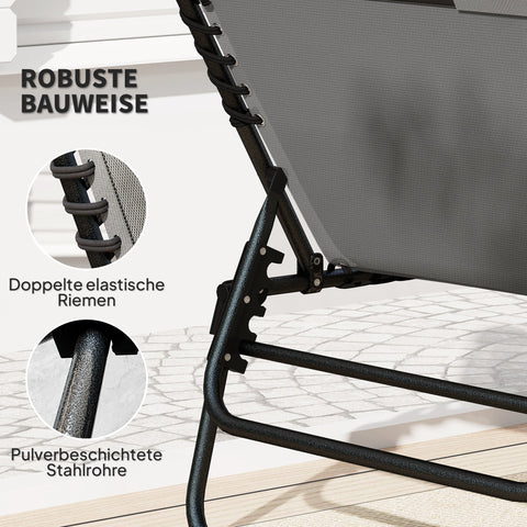 Rootz Sun Lounger - Deck Chair - Pool Lounger - Adjustable Comfort - 68cm x 189cm x 36cm