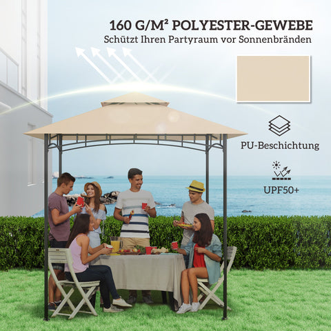 Rootz Garden Gazebo Replacement Tarpaulin - BBQ Grill Gazebo Roof - Sunshade Canopy - UPF50+ Protection - 244cm x 152cm