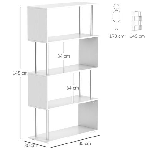 Rootz Standing Shelf 4 Compartments - Room Divider - Wall Shelf - Space-Saving - 80x30x145 cm